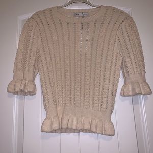 Zara Crochet Off-White Top